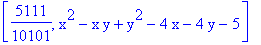 [5111/10101, x^2-x*y+y^2-4*x-4*y-5]